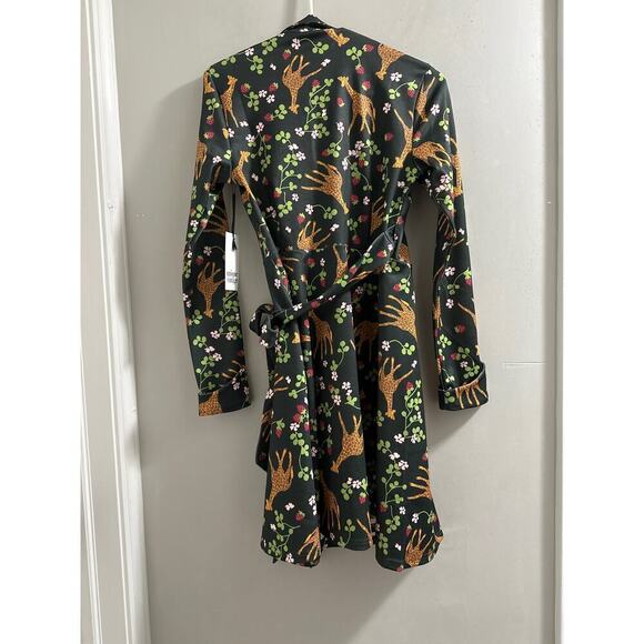 Unique Vintage Giraffe & Strawberry Print Wrap Dress‎ Medium - Picture 5 of 6